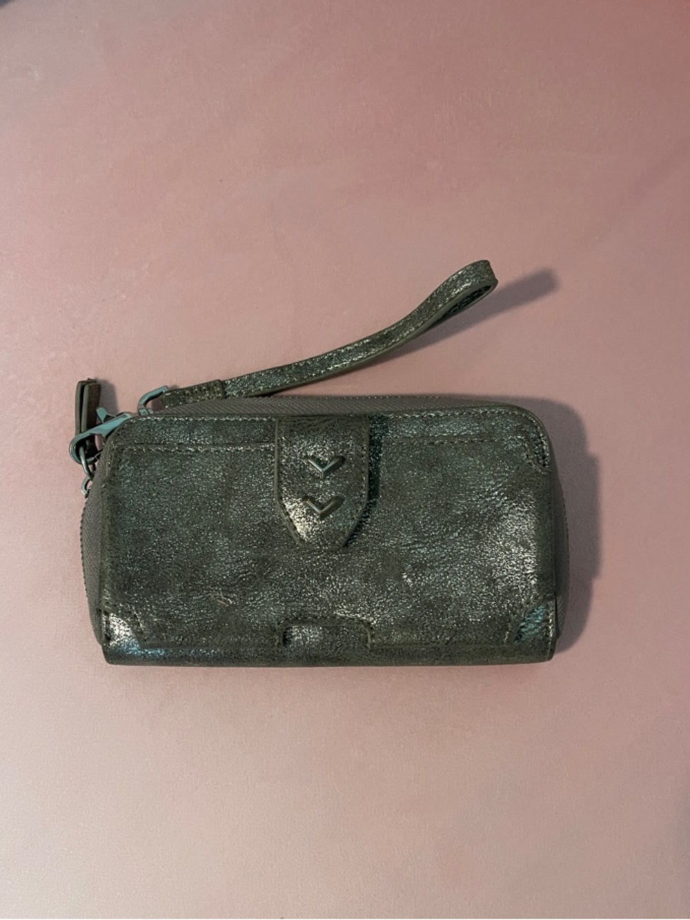 Stella & Dot Metallic Silver Wristlet Wallet